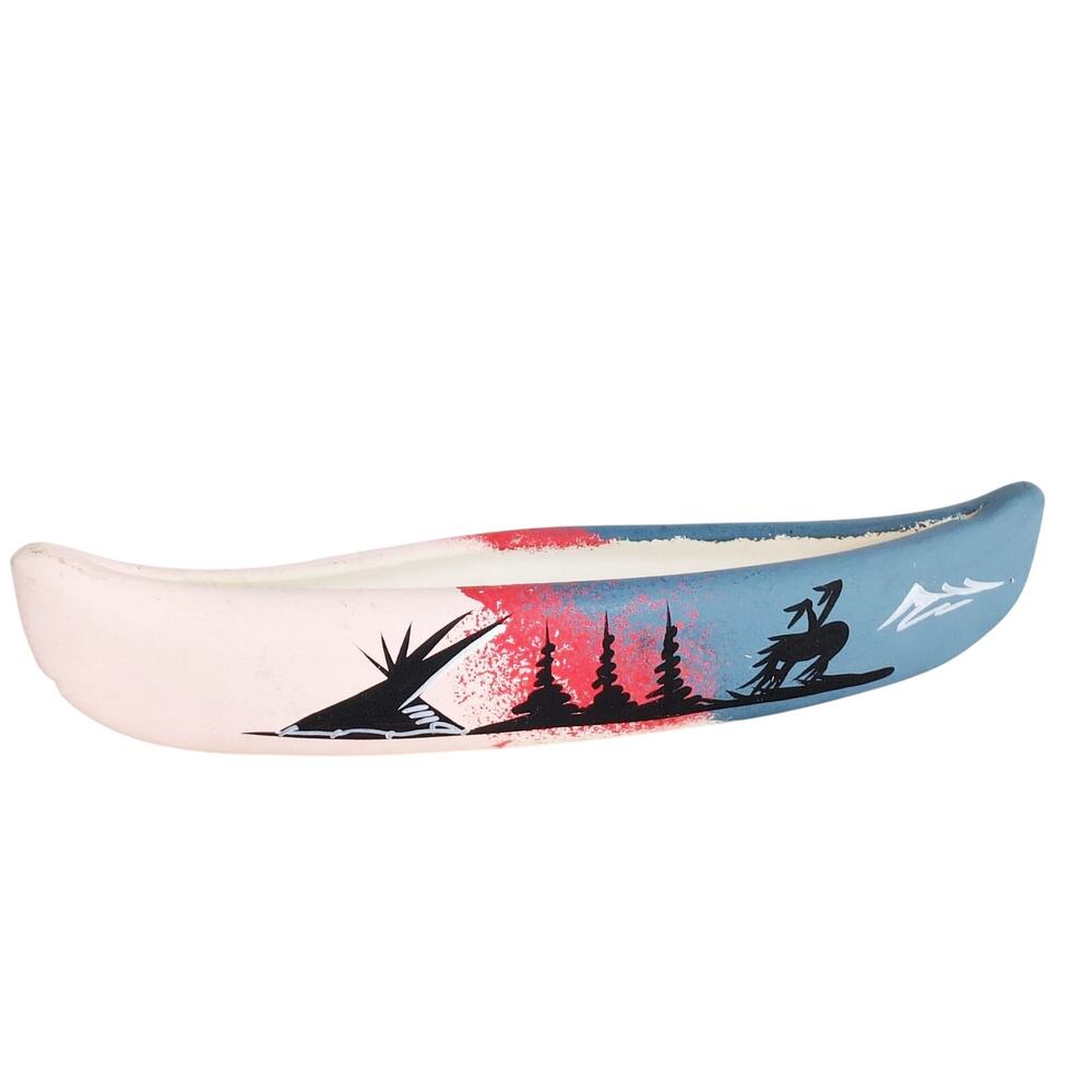 Navajo Williams Pottery Native American‎ Indian 8.75" Ceramic Canoe Hand Painted
